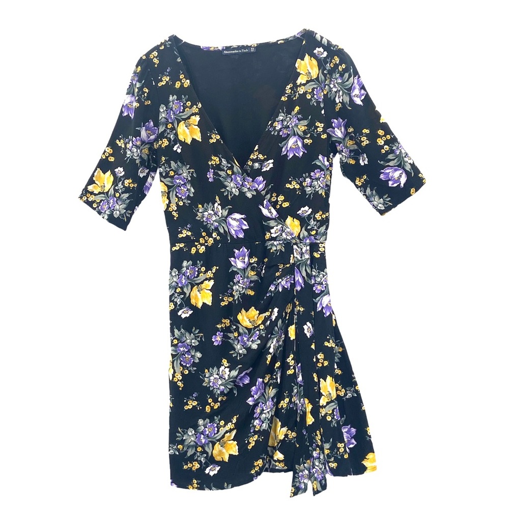 Abercrombie Fitch Dress Short Sleeve Fit and Flare Faux Wrap Floral SZ XS